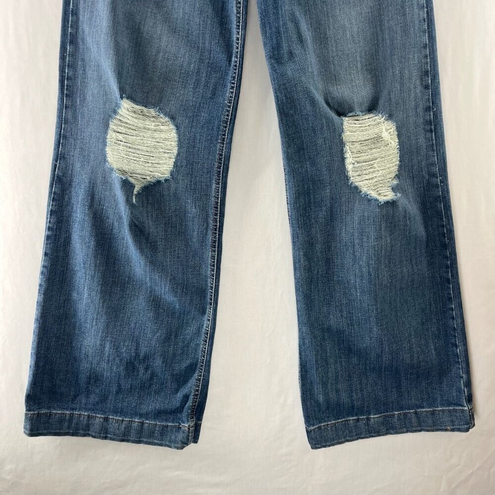 Cruel Denim Skylar Wide Leg Jeans Womens 31 High Rise Distressed Button Fly Blue - Picture 5 of 11